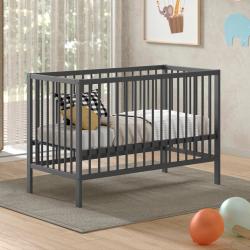 PROMO Lit bébé 60x120 PAOLA anthracite en hêtre, Couleur Anthracite, L124, l65, H84, ALFRED ET COMPAGNIE
