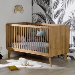 PROMO Lit bébé évolutif 70x140 Bastien coloris chêne, Couleur Chêne, L144, l84, H92, ALFRED ET COMPAGNIE