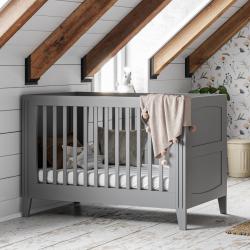 PROMO Lit bébé évolutif 70x140 MILENNE gris, Couleur Gris, L144, l75, H86, ALFRED ET COMPAGNIE