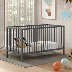 PROMO Lit bébé évolutif 70x140 PAOLA anthracite en hêtre, Couleur Anthracite, L144, l76, H84, ALFRED ET COMPAGNIE