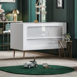 PROMO Lit bébé évolutif 70x140 TIMEO blanc, Couleur Blanc, L144, l77, H90, ALFRED ET COMPAGNIE