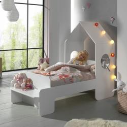PROMO Lit cabane enfant 70x140 avec banc Anaëlle blanc, Couleur Blanc, L169, l74, H130, ALFRED ET COMPAGNIE