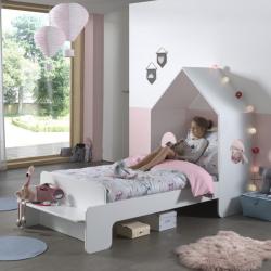 PROMO Lit cabane enfant 90x200 avec banc Anaëlle blanc, Couleur Blanc, L230, l94, H143, ALFRED ET COMPAGNIE