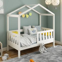 PROMO Lit cabane évolutif 70x140 CHARLIE blanc, Couleur Blanc, L147, l76, H154, ALFRED ET COMPAGNIE