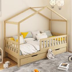 PROMO Lit cabane évolutif 90x200 avec tiroirs CHARLIE Bois, Couleur Chêne, L209, l96, H169, ALFRED ET COMPAGNIE