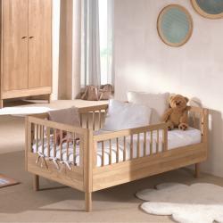 PROMO Lit enfant 70x140 en chêne massif ROMANE, Couleur Chêne, L144, l74, H60, ALFRED ET COMPAGNIE