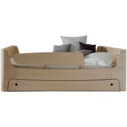 PROMO Lit enfant 90x200 complet Jannis avec tiroir et barrière gauche, Couleur Frêne blanchi, L206, l96, H65, ALFRED ET COMPAGNIE