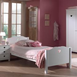PROMO Lit enfant 90x200 IRIS, Couleur Blanc, L211, l96, H80, ALFRED ET COMPAGNIE