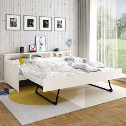 PROMO Lit gigogne enfant avec étagères 90x200 SAM Blanc, Couleur Blanc, L208, l112, H57, ALFRED ET COMPAGNIE