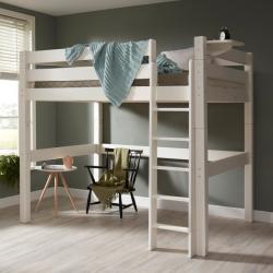 PROMO Lit mezzanine ado 120x200 barrières surélevées Lilja blanc, Couleur Blanc, L211, l137, H186, ALFRED ET COMPAGNIE