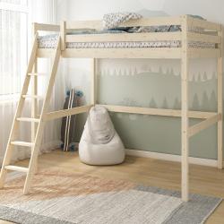 PROMO Lit mezzanine ado 140x190 2 places ISIDORE Naturel, Couleur , L201, l148, H190, ALFRED ET COMPAGNIE
