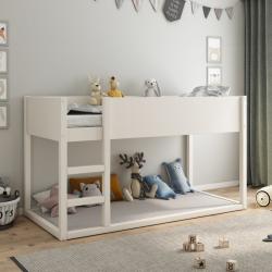 PROMO Lit enfant mi-hauteur réversible 90x200 Charlie blanc, Couleur Blanc, L208, l101, H120, ALFRED ET COMPAGNIE