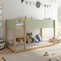 PROMO Lit enfant mi-hauteur réversible 90x200 Charlie bois/vert, Couleur Bois/vert, L208, l101, H120, ALFRED ET COMPAGNIE