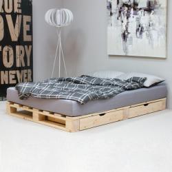 PROMO Lit style palette 140x200 Siméon, Couleur Bois, L201, l141, H18, ALFRED ET COMPAGNIE