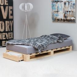 PROMO Lit ado style palette 90x200 Siméon, Couleur Bois, L201, l91, H18, ALFRED ET COMPAGNIE