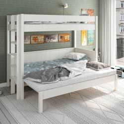 PROMO Lit superposé banquette extensible 90/80-160x200 ALCESTE blanc, Couleur Blanc, L219, l98, H174, ALFRED ET COMPAGNIE