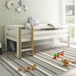 PROMO Lit enfant surélevé 90x200 Colette blanc/bois, Couleur Blanc, L206, l105, H83, ALFRED ET COMPAGNIE
