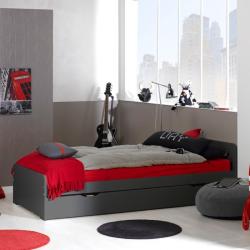 PROMO Pack lit gigogne 90x190 + 2 matelas anthracite Adèle, Couleur Anthracite, L194, l95, H73, ALFRED ET COMPAGNIE