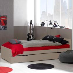 PROMO Pack lit gigogne enfant 90x200 + 2 matelas lin Adèle, Couleur Lin, L204, l95, H73, ALFRED ET COMPAGNIE ALFRED & CIE