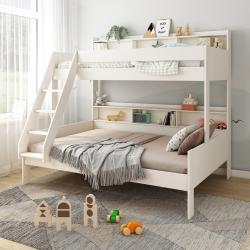 PROMO Pack lit superposé 90/140x200 EDOUARD blanc + 2 matelas, Couleur Blanc, L204, l166, H187, ALFRED ET COMPAGNIE