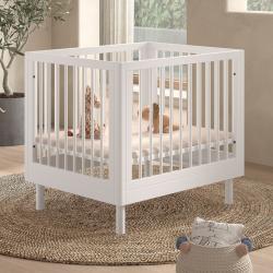 PROMO Parc bébé 75x95 en hêtre massif AUBANE blanc, Couleur Blanc, L99, l79, H88, ALFRED ET COMPAGNIE