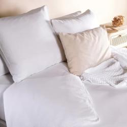 PROMO Parure de lit 2 personnes 240x220 taies 60x60 pur Coton Bio blanc, Couleur Blanc, L240, l220, H, ALFRED ET COMPAGNIE