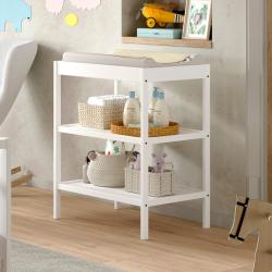 PROMO Table à langer PAOLA blanc en hêtre, Couleur Blanc, L80, l52, H95, ALFRED ET COMPAGNIE