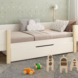 PROMO Tiroir pour lit simple 90x200 et lit superposé ROMEO blanc, Couleur Blanc, L152, l76, H26, ALFRED ET COMPAGNIE