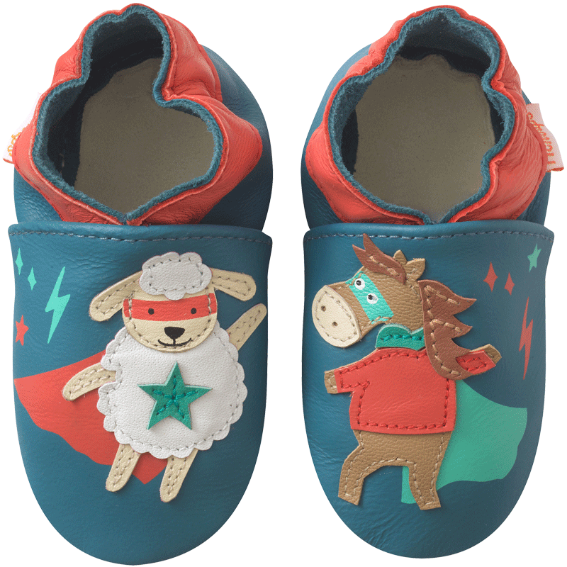 CHAUSSONS BÉBÉ CUIR SOUPLE JOY ET ARTHUS LES SUPERS HEROS-23-24 TICHOUPS