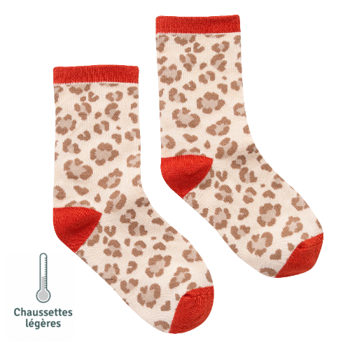 Chaussettes sans couture Léopard - Confort Pieds Sensibles et Hypersensibilité - Coton doux Beige - Tichoups TICHOUPS.FR