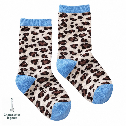 Chaussettes sans couture Léopard - Confort Pieds Sensibles et Hypersensibilité - Coton doux Beige - Tichoups TICHOUPS.FR
