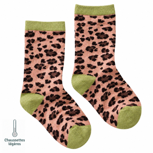 Chaussettes sans couture Léopard - Confort Pieds Sensibles et Hypersensibilité - Coton doux Rose - Tichoups TICHOUPS.FR