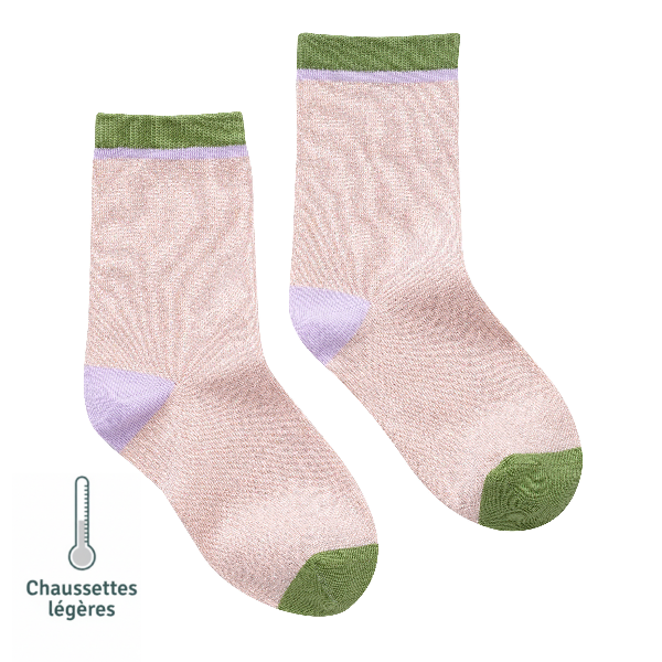 Chaussettes sans couture unies paillettes - Confort Pieds Sensibles et Hypersensibilité - Coton doux Rose - Tichoups TICHOUPS.FR