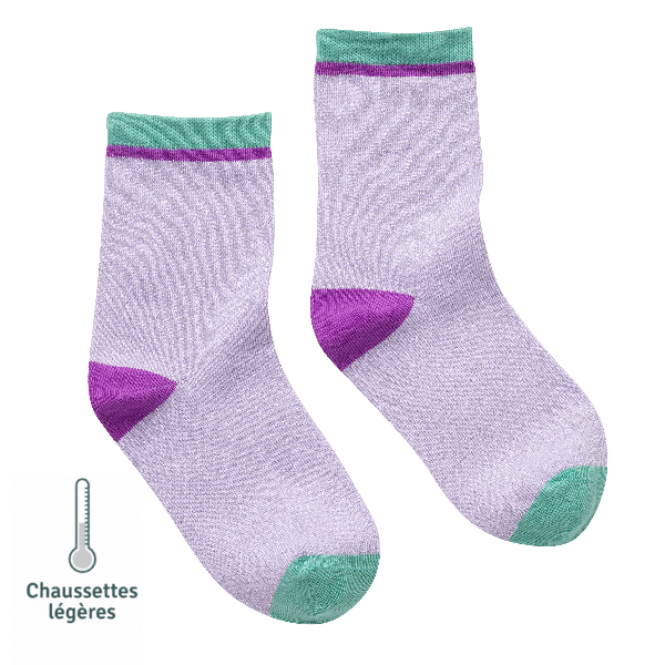 Chaussettes sans couture unies paillettes - Confort Pieds Sensibles et Hypersensibilité - Coton doux Violet - Tichoups TICHOUPS.FR