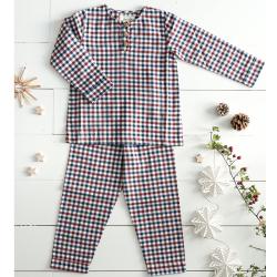 Pyjama deux pièces écossais Taille - Bleu marine - TICHOUPS