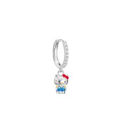 1 Boucle d'Oreille Créole Hello Kitty en Plaqué Argent, Oxydes de Zirconium & Émail - CR774-M06-7 - Thomas Sabo