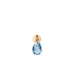 1 Boucle d'Oreille Lily en Argent Doré & Oxyde de Zirconium Bleu - PG01-202-U - Pdpaola