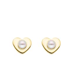 Boucles d'Oreilles Coeur, Perle & Argent 925 Plaqué or - Emanessence