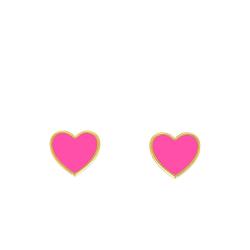 Boucles d'Oreilles Cœur Rose en Or Jaune 375 - Bambins