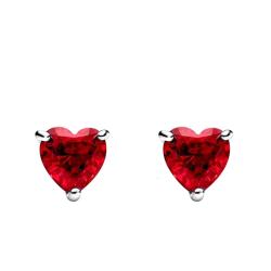 Boucles d'Oreilles Cœur Rouge en Argent 925 - Pandora
