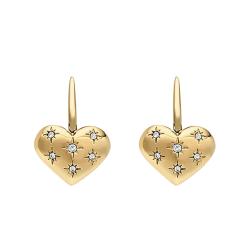 PROMO Boucles d'Oreilles Coeur Sadie All My love en Acier Doré & Pierres Blanches - Fossil OCARAT.COM BIJOUTERIE N°1