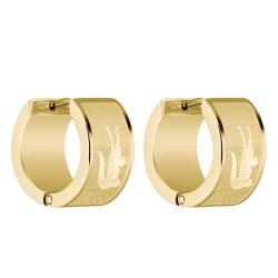 Boucles d'Oreilles Créoles Backhand en Acier Doré, Diamètre 8 mm - 2040436 - Lacoste