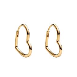 Boucles d'Oreilles Créoles Cœurs Asymétriques Doré - Pandora
