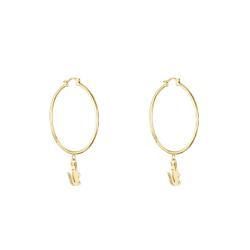 Boucles d'Oreilles Créoles Crocodile en Acier Doré, Diamètre 34 mm - 2040376 - Lacoste