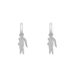 PROMO Boucles d'Oreilles Créoles Crocodile en Acier & Pierres Blanches - 2040283 - Lacoste OCARAT.COM BIJOUTERIE N°1