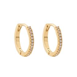 Boucles d'Oreilles Créoles en Plaqué Or Jaune & Oxydes De Zirconium, Diamètre 10 mm ou 15 mm - Naïades