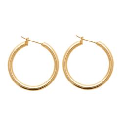 Boucles d'Oreilles Créoles Epaisses en Plaqué Or 750, Diamètre 30 mm - Naïades