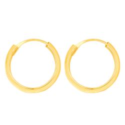 Boucles d'Oreilles Créoles Fil Rond en Or Jaune 375, Dimension 2 x 11 mm - Emanessence