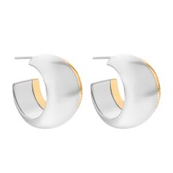 Boucles d'Oreilles Créoles Timeless Refine en Acier Doré & Argenté, Diamètre 20 mm - 35000613 - Calvin Klein