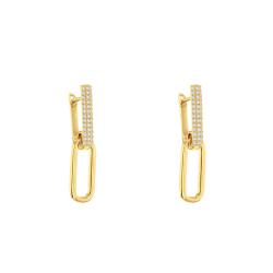 Boucles d'Oreilles en Argent Doré & Oxydes de Zirconium Blancs - Emanessence